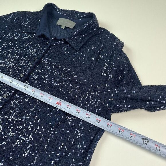 Sunday In Brooklyn Anthropologie Sequin Button up Shirt L Top Whimsigoth Disco - Picture 6 of 10